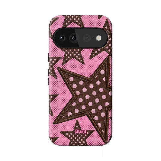 Pink Polka Star Pixel Case