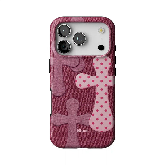 Pink Polka Patch iPhone Case